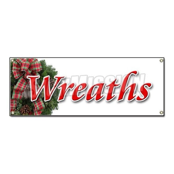 Signmission WREATH BANNER SIGN WREATH BANNER SIGN christmas xmas x-mas holiday trees B-Wreath - main